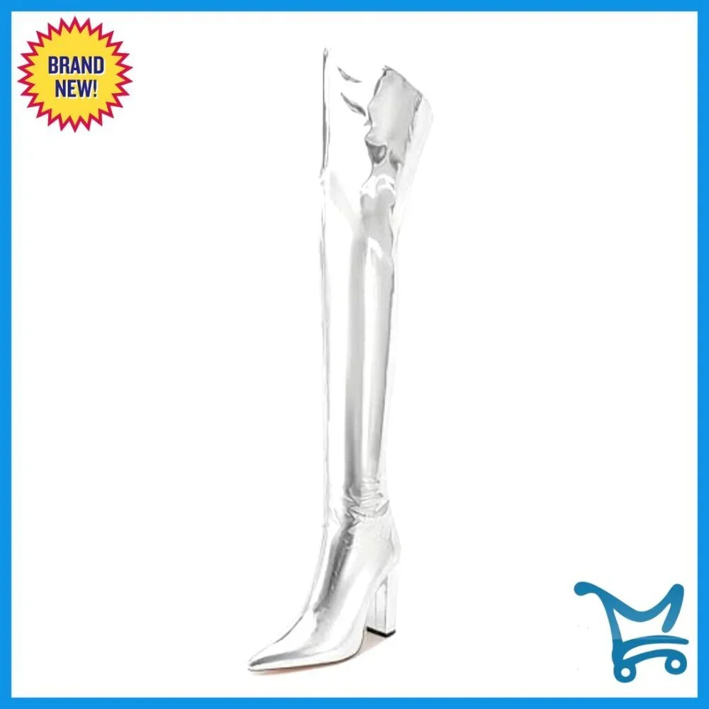 Women's Over the Knee Boots Chunky Heel Pointed Toe Side Zipper